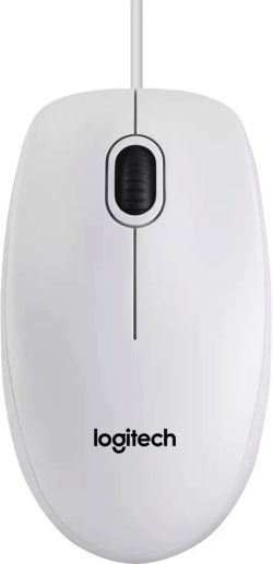 МИШКА LOGITECH B100 - Жична - Бяла - PN 910-003360
