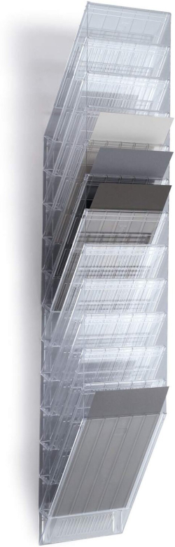 Durable Поставка за стена Flexiboxx, вертикална, 12 x A4, прозрачна