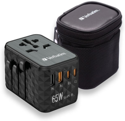 Кабел/адаптер USB-A-Cx4 Charger, 65W PD3-QC4, Verbatim UTA-05 GaN