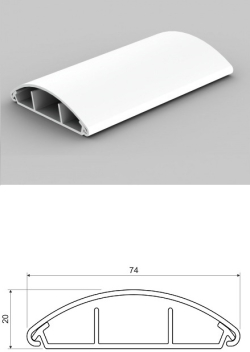 PVC кабелен канал за монтаж върху под с ширина 74мм, бял, LO75HD
