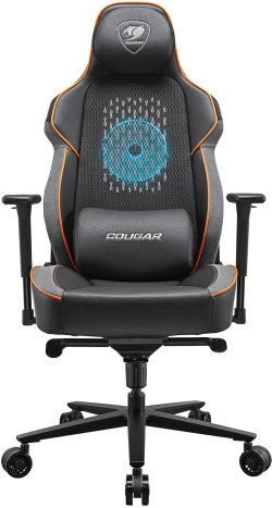 Геймърски стол COUGAR Chair NxSys Aero, PVC кожа, Газов амортисьор, ARGB вентилатор, Черен