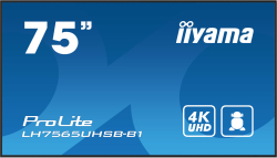 Интерактивна дъска/дисплей IIYAMA LH7565UHSB-B1, 74.5'' Thin bezel, IPS panel, AG, 16:9, 4K UHD 3840x2160, 800cd/m2