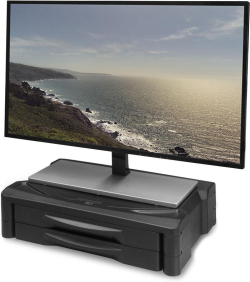 Стойка за монитор ACT AC8215, За бюро, с 2 чекмеджета, До 10 кг, Черна