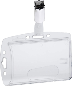 Durable Бадж Enclosed, хоризонтален и вертикален, с клипс, 10 броя