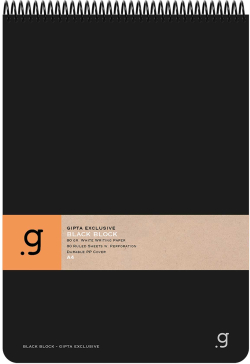 Канцеларски продукт Gipta Пад Black, А4, кремава хартия, широки редове, PP корица, 80 листа
