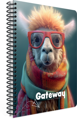 Тетрадка Gateway, А4, бяла хартия, малки квадратчета, PP корица, със спирала, 80 листа