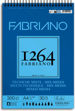 Канцеларски продукт Fabriano Скицник, за смесени техники, А4, 300 g-m2, вълниста текстура, 30 листа