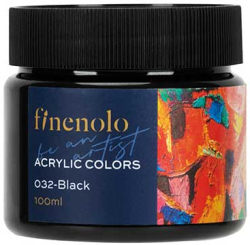 Deli Акрилна боя Finenolo, в бурканче, 100 ml, наситеночерна