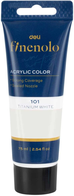 Deli Акрилна боя Finenolo, в тубичка, 75 ml, бяла