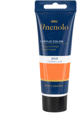Канцеларски продукт Deli Акрилна боя Finenolo, в тубичка, 75 ml, вермилион