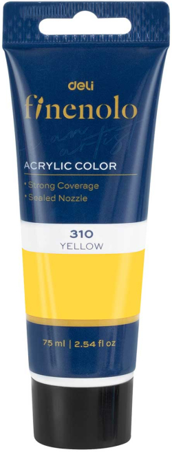 Deli Акрилна боя Finenolo, в тубичка, 75 ml, жълта
