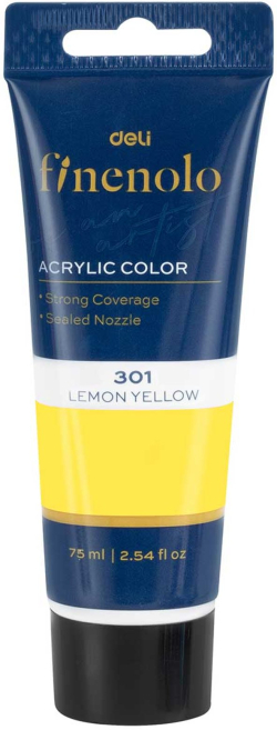 Deli Акрилна боя Finenolo, в тубичка, 75 ml, лимоненожълта