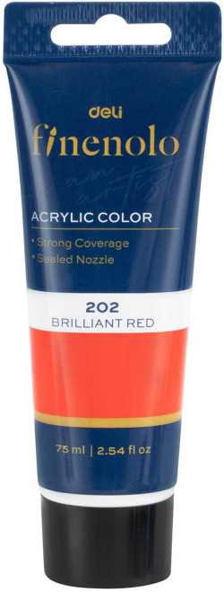 Deli Акрилна боя Finenolo, в тубичка, 75 ml, наситеночервена