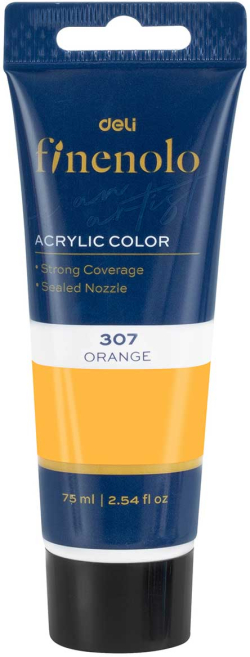 Deli Акрилна боя Finenolo, в тубичка, 75 ml, оранжева
