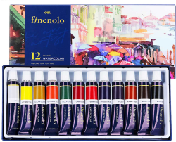 Канцеларски продукт Deli Акварелни бои Finenolo, в тубичка, 12 цвята х 12 ml