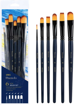 Deli Четки за акрилни бои Finenolo, 6 броя блистер