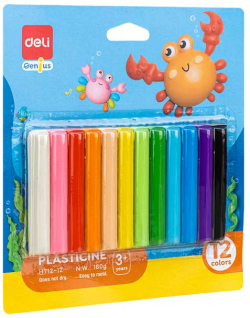 Продукт Deli Пластилин Genius, 160 g, 12 цвята