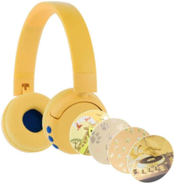 Слушалки BuddyPhones POP Fun детски слушалки, Bluetooth, 3.5 мм, USB-C, сгъваеми, жълти