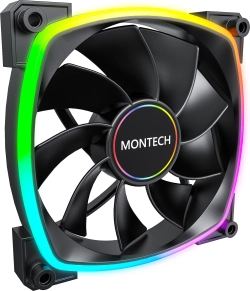 Вентилатор Montech RX140 PWM, REVERSE Fan, 140мм, ARGB, Черен