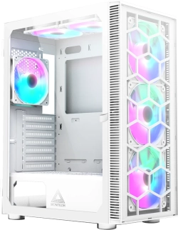 Кутия Montech X3 GLASS, Mid-tower Case, TG, 6 fixed RGB Fans, Бял