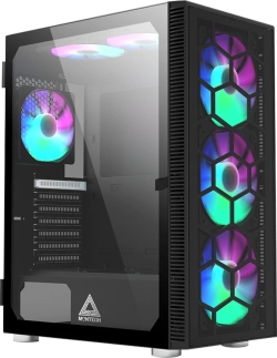 Кутия Montech X3 GLASS, Mid-tower Case, TG, 6 fixed RGB Fans, Черен