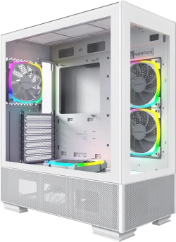 Кутия Montech SKY TWO, Mid-tower Case, TG, 4x120мм ARGB Fans, Бял