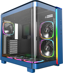 Кутия Montech KING 95 Pro, Dual Chamber Mid-tower Case, 6 ARGB Fans, Prussian Blue