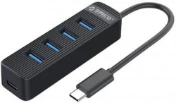 HAMA 200116 4-портов хъб, USB-C адаптер, 4 х USB-A, черен