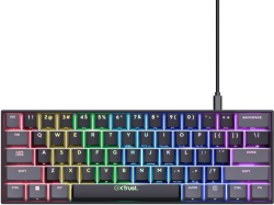 Клавиатура TRUST GXT867 Acira 60 Mini, RGB, Механична, USB Tupe-C, 61 клавиша, Черен