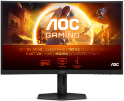 Монитор Геймърски AOC CQ27G4X, 27'', VA WLED, 1500R, 16:9, QHD 2560 x 1440, 0.5ms, 180Hz, 300cd/m2