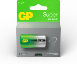 Батерия Алкална батерия GP SUPER LR20, 2 бр. в опаковка - блистер, 1.5V