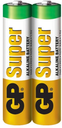 Алкална батерия GP SUPER LR03 AAA, 2 бр. в опаковка - shrink, 1.5V, GP24A