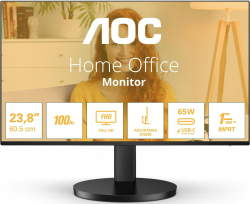 Монитор AOC 24B3CF2, 23.8" FHD, IPS, 100 Hz, 250 cd/m2, 1 ms, 16:9, 2x 2W, HDMI, Type-C, Черен