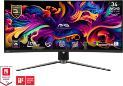 Монитор MSI MAG 341CQP QD-OLED, 34", 175Hz, 0.03ms, UWQHD 3440x1440, Oled Care 2.0