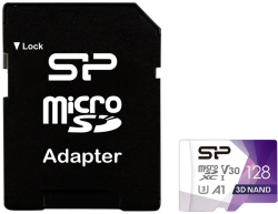 SD/флаш карта SILICON POWER memory card Micro SDXC 128GB UHS-I U3 V30 +adapter up to 100MB-s