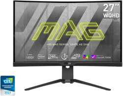 Монитор MSI MAG 275CQRXF, 27", Rapid VA, 240Hz, 1ms, WQHD 2560x1440, FreeSync Premium