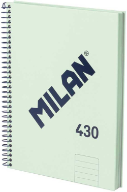 Milan Тетрадка 1918, А5, широки редове, твърда корица, със спирала, 80 листа, Зелена