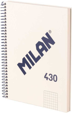 Канцеларски продукт Milan Тетрадка 1918, А5, малки квадратчета, твърда корица, със спирала, 80 листа, Бежова