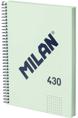 Milan Тетрадка 1918, А5, малки квадратчета, твърда корица, със спирала, 80 листа, зелена