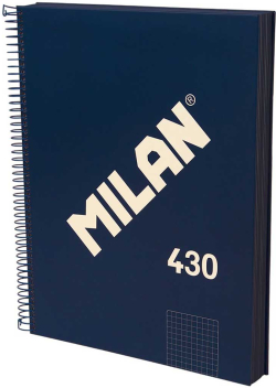 Канцеларски продукт Milan Тетрадка 1918, А4, малки квадратчета, твърда корица, със спирала, 120 бр.