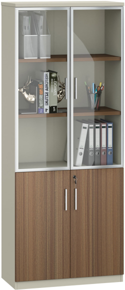 Шкаф RFG Elmaz, със стъклени врати, 800 х 400 х 2000 mm, ПДЧ, дъб и сиво