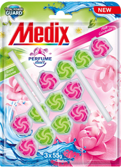 Почистващ продукт Medix Ароматизатор за тоалетна Perfume Duet Apple & Pink, 55 g, 3 броя