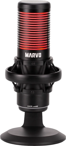 Marvo Геймърски микрофон Gaming USB Microphone - Black 60 Black - MIC-07 - USB, RGB