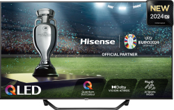 Телевизор Hisense A7NQ, 55" 4K UHD, QLED, 350 cd/m2, 11 ms, 60 Hz, WiFi 5GHz, BT, 3x HDMI, 2x USB, Черен