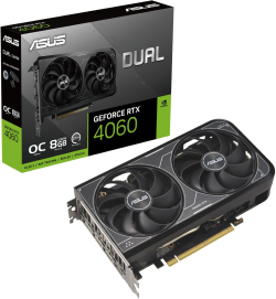 Видеокарта ASUS GeForce RTX 4060 Dual V2 OC 8GB GDDR6, 3x DisplayPort 1.4a, 1x HDMI 2.1a