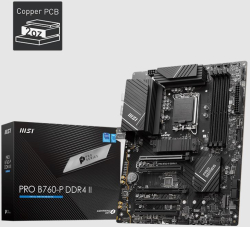 Дънна платка MSI PRO B760-P II, ATX, LGA1700, 4x DDR5, 5600 MHz, 2500 Mb/s, 1x HDMI, DisplayPort, USB Type-C