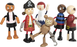 Small Foot Пиратски кукли, дървени, 6 броя