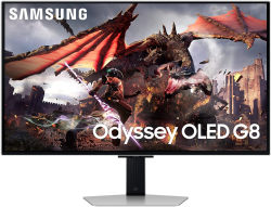 Монитор Samsung Odyssey OLED G8 G80SD, 32" 4К, OLED, 240 Hz, 250 cd/m2, 0.03 ms, DP, HDMI, 10W, Сребрист