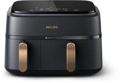 PHILIPS Airfryer Серия 3000, 2750 W, 50 Hz, 9л, 8 настройки, Rapid Air, 40 - 200 °C, Тъмно сив