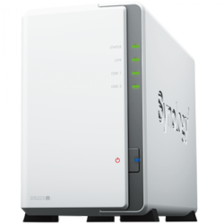 Мрежов сторидж (NAS/SAN) Synology DS223j, Tower, 2-гнезда 3.5'' SATA HDD/SSD, CPU 4-ядрен 1.7 GHz; 1 GB DDR4 без ECC